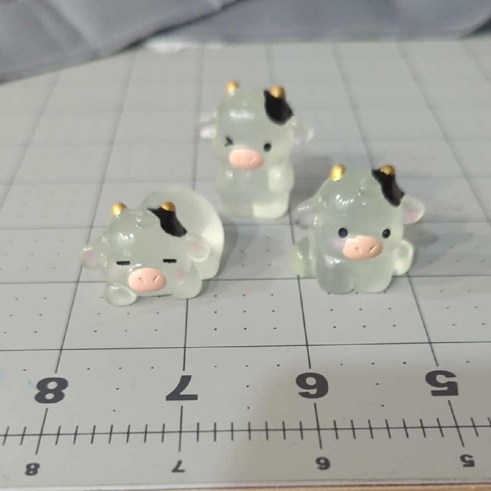 Cute Miniature Cow Figurines Set Of 3